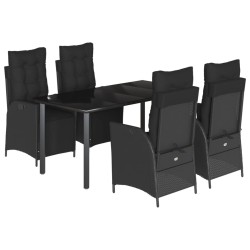 vidaXL Set de muebles jardín 5 pzas con cojines ratán sintético negro