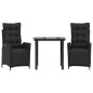 vidaXL Set comedor de jardín 3 pzas con cojines ratán sintético negro vidaXL Set comedor de jardín 3 pzas con cojines ratán sintético negro