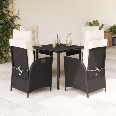 vidaXL Set de muebles jardín 5 pzas con cojines ratán sintético negro