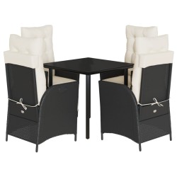 vidaXL Set de muebles jardín 5 pzas con cojines ratán sintético negro