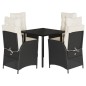 vidaXL Set de muebles jardín 5 pzas con cojines ratán sintético negro vidaXL Set de muebles jardín 5 pzas con cojines ratán sintético negro