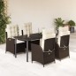 vidaXL Set comedor de jardín 5 piezas y cojines ratán sintético marrón vidaXL Set comedor de jardín 5 piezas y cojines ratán sintético marrón