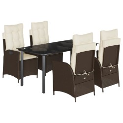 vidaXL Set comedor de jardín 5 piezas y cojines ratán sintético marrón
