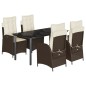 vidaXL Set comedor de jardín 5 piezas y cojines ratán sintético marrón vidaXL Set comedor de jardín 5 piezas y cojines ratán sintético marrón