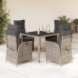 vidaXL Set comedor de jardín 5 piezas con cojines ratán sintético gris