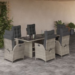vidaXL Set comedor jardín 7 pzas y cojines ratán sintético gris claro