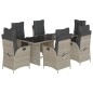 vidaXL Set comedor jardín 7 pzas y cojines ratán sintético gris claro vidaXL Set comedor jardín 7 pzas y cojines ratán sintético gris claro
