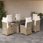 vidaXL Set comedor de jardín 7 pzas con cojines ratán sintético beige vidaXL Set comedor de jardín 7 pzas con cojines ratán sintético beige