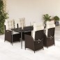vidaXL Set comedor de jardín 5 piezas y cojines ratán sintético marrón vidaXL Set comedor de jardín 5 piezas y cojines ratán sintético marrón