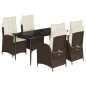vidaXL Set comedor de jardín 5 piezas y cojines ratán sintético marrón vidaXL Set comedor de jardín 5 piezas y cojines ratán sintético marrón