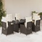 vidaXL Set comedor de jardín 7 pzas con cojines ratán sintético marrón vidaXL Set comedor de jardín 7 pzas con cojines ratán sintético marrón
