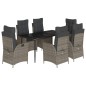 vidaXL Set comedor jardín 7 pzas y cojines ratán sintético gris vidaXL Set comedor jardín 7 pzas y cojines ratán sintético gris