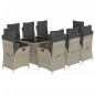 vidaXL Set comedor de jardín 9 pzas cojines ratán sintético gris claro vidaXL Set comedor de jardín 9 pzas cojines ratán sintético gris claro