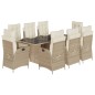 vidaXL Set comedor de jardín 9 pzas con cojines ratán sintético beige vidaXL Set comedor de jardín 9 pzas con cojines ratán sintético beige