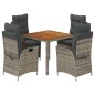vidaXL Set comedor de jardín 5 piezas con cojines ratán sintético gris vidaXL Set comedor de jardín 5 piezas con cojines ratán sintético gris