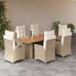 vidaXL Set comedor de jardín 7 pzas con cojines ratán sintético beige vidaXL Set comedor de jardín 7 pzas con cojines ratán sintético beige
