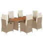 vidaXL Set comedor de jardín 7 pzas con cojines ratán sintético beige vidaXL Set comedor de jardín 7 pzas con cojines ratán sintético beige