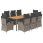 vidaXL Set comedor jardín 9 pzas y cojines ratán sintético gris vidaXL Set comedor jardín 9 pzas y cojines ratán sintético gris