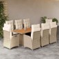 vidaXL Set comedor de jardín 9 pzas con cojines ratán sintético beige vidaXL Set comedor de jardín 9 pzas con cojines ratán sintético beige