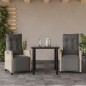 vidaXL Set comedor de jardín 3 pzas cojines ratán sintético gris claro vidaXL Set comedor de jardín 3 pzas cojines ratán sintético gris claro