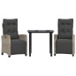 vidaXL Set comedor de jardín 3 pzas cojines ratán sintético gris claro vidaXL Set comedor de jardín 3 pzas cojines ratán sintético gris claro