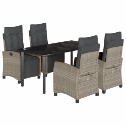 vidaXL Set comedor de jardín 5 pzas cojines ratán sintético gris claro