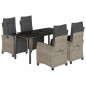 vidaXL Set comedor de jardín 5 pzas cojines ratán sintético gris claro