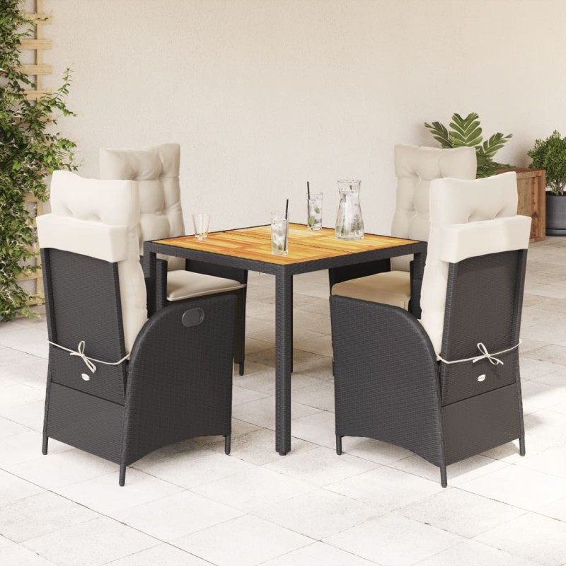 vidaXL Set de muebles jardín 5 pzas con cojines ratán sintético negro vidaXL Set de muebles jardín 5 pzas con cojines ratán sintético negro