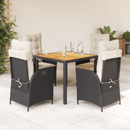 vidaXL Set de muebles jardín 5 pzas con cojines ratán sintético negro