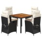 vidaXL Set de muebles jardín 5 pzas con cojines ratán sintético negro vidaXL Set de muebles jardín 5 pzas con cojines ratán sintético negro