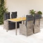 vidaXL Set comedor de jardín 5 piezas con cojines ratán sintético gris vidaXL Set comedor de jardín 5 piezas con cojines ratán sintético gris