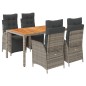 vidaXL Set comedor de jardín 5 piezas con cojines ratán sintético gris vidaXL Set comedor de jardín 5 piezas con cojines ratán sintético gris