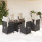 vidaXL Set de comedor de jardín 7 pzas y cojines ratán sintético negro vidaXL Set de comedor de jardín 7 pzas y cojines ratán sintético negro