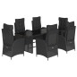 vidaXL Set de comedor de jardín 7 pzas y cojines ratán sintético negro vidaXL Set de comedor de jardín 7 pzas y cojines ratán sintético negro
