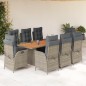 vidaXL Set comedor jardín 9 pzas y cojines ratán sintético gris vidaXL Set comedor jardín 9 pzas y cojines ratán sintético gris