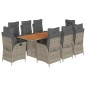 vidaXL Set comedor jardín 9 pzas y cojines ratán sintético gris vidaXL Set comedor jardín 9 pzas y cojines ratán sintético gris