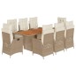 vidaXL Set comedor de jardín 9 pzas con cojines ratán sintético beige vidaXL Set comedor de jardín 9 pzas con cojines ratán sintético beige