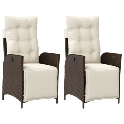 vidaXL Sillones reclinables jardín y reposapiés 2 uds ratán PE marrón