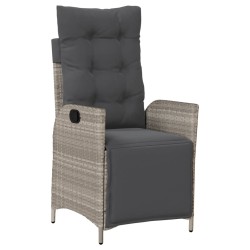 vidaXL Sillón reclinable de jardín con reposapiés ratán PE gris claro