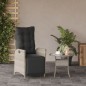 vidaXL Sillón reclinable de jardín con reposapiés ratán PE gris claro vidaXL Sillón reclinable de jardín con reposapiés ratán PE gris claro