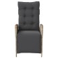 vidaXL Sillón reclinable de jardín con reposapiés ratán PE gris claro vidaXL Sillón reclinable de jardín con reposapiés ratán PE gris claro
