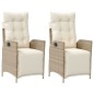 vidaXL Sillones reclinables jardín con reposapiés 2 uds ratán PE beige vidaXL Sillones reclinables jardín con reposapiés 2 uds ratán PE beige