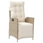 vidaXL Sillón reclinable de jardín con reposapiés ratán PE beige vidaXL Sillón reclinable de jardín con reposapiés ratán PE beige