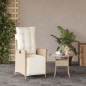 vidaXL Sillón reclinable de jardín con reposapiés ratán PE beige vidaXL Sillón reclinable de jardín con reposapiés ratán PE beige