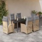 vidaXL Set comedor de jardín 7 pzas con cojines ratán sintético beige vidaXL Set comedor de jardín 7 pzas con cojines ratán sintético beige