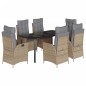 vidaXL Set comedor de jardín 7 pzas con cojines ratán sintético beige vidaXL Set comedor de jardín 7 pzas con cojines ratán sintético beige