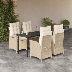 vidaXL Set comedor de jardín 5 pzas con cojines ratán sintético beige