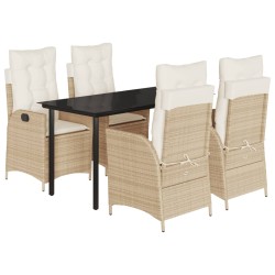 vidaXL Set comedor de jardín 5 pzas con cojines ratán sintético beige