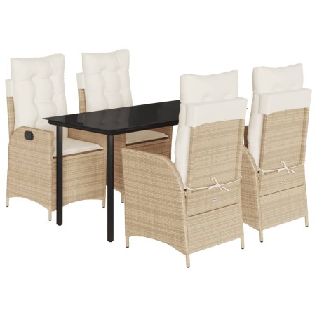 vidaXL Set comedor de jardín 5 pzas con cojines ratán sintético beige