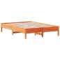 vidaXL Estructura de cama madera maciza pino marrón cera 160x200 cm